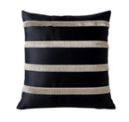 Creemoda Black Satin Cushion Cover with Golden Flare Ribbon  16 X 16 Inch