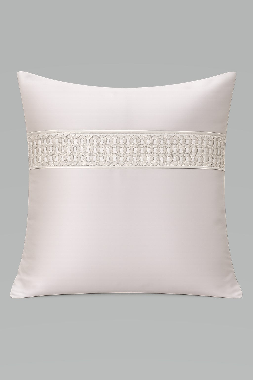 Creemoda Satin Cushion Cover with Embroidered Lace – 16x16 Inch Elegant Decorative Pillow