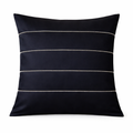 Creemoda Black Satin Cushion Cover with Silver Stripe Stone Detail – 16x16 Inch Luxury Decorative Pillow