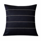 Creemoda Black Satin Cushion Cover with Silver Stripe Stone Detail – 16x16 Inch Luxury Decorative Pillow