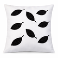 Creemoda White Satin Cushion Cover with Handmade 8 Cut Dana Sparkling Beaded Leaf 16 X 16 Inch