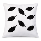 Creemoda White Satin Cushion Cover with Handmade 8 Cut Dana Sparkling Beaded Leaf 16 X 16 Inch