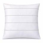 Creemoda White Satin Cushion Cover with Silver Stripe Stone Detail – 16x16 Inch Luxury Decorative Pillow