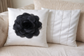 Set of 2 White Satin Cushion Covers | White Organza Flower, Stone Studded, 16x16 Inch