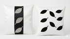 Creemoda White Satin Set of 2 Cushion Cover 16 x 16 Inch  With Handmade Sparkling Bead Leaf
