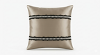 Creemoda Luxury Satin Lace & Pearl Cushion Cover – Beige Designer Pillow – 16x16 Inch
