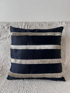 Creemoda Black Satin Cushion Cover with Golden Flare Ribbon  16 X 16 Inch