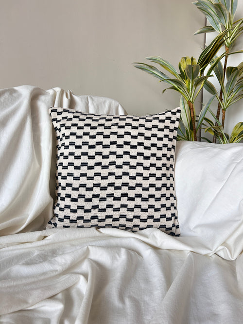 Creemoda Beige Handloomed Cotton Cushion Cover | 16 X 16 Inch