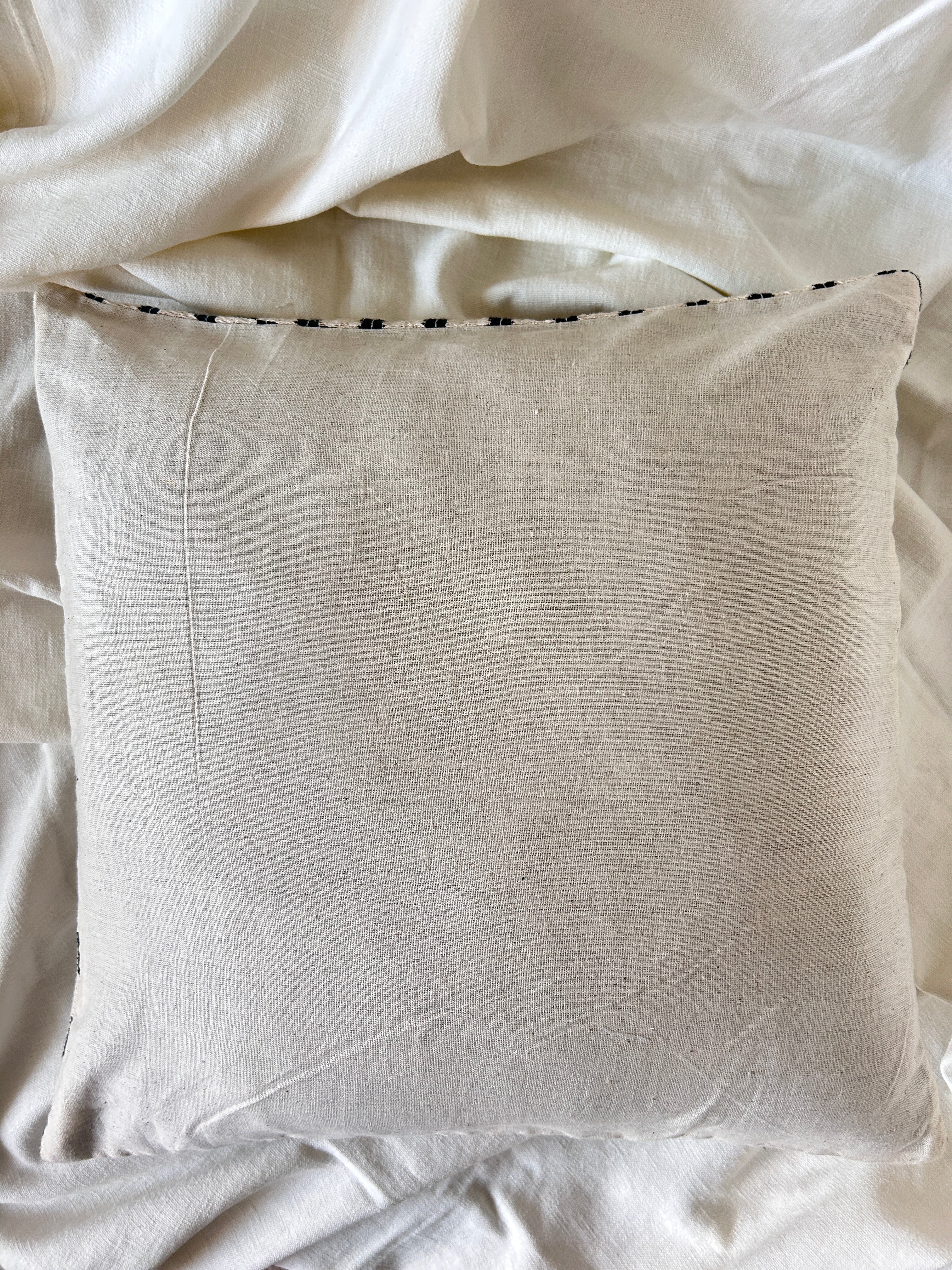 Creemoda Beige Handloomed Cotton Cushion Cover | 16 X 16 Inch