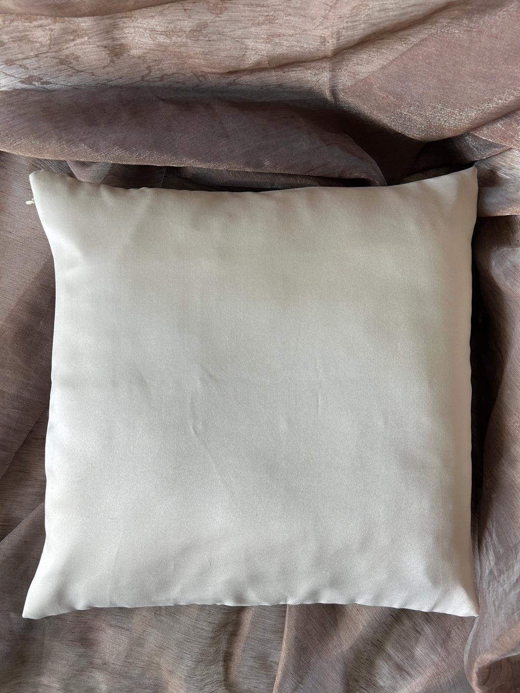Creemoda Satin Cushion Cover with Embroidered Lace – 16x16 Inch Elegant Decorative Pillow
