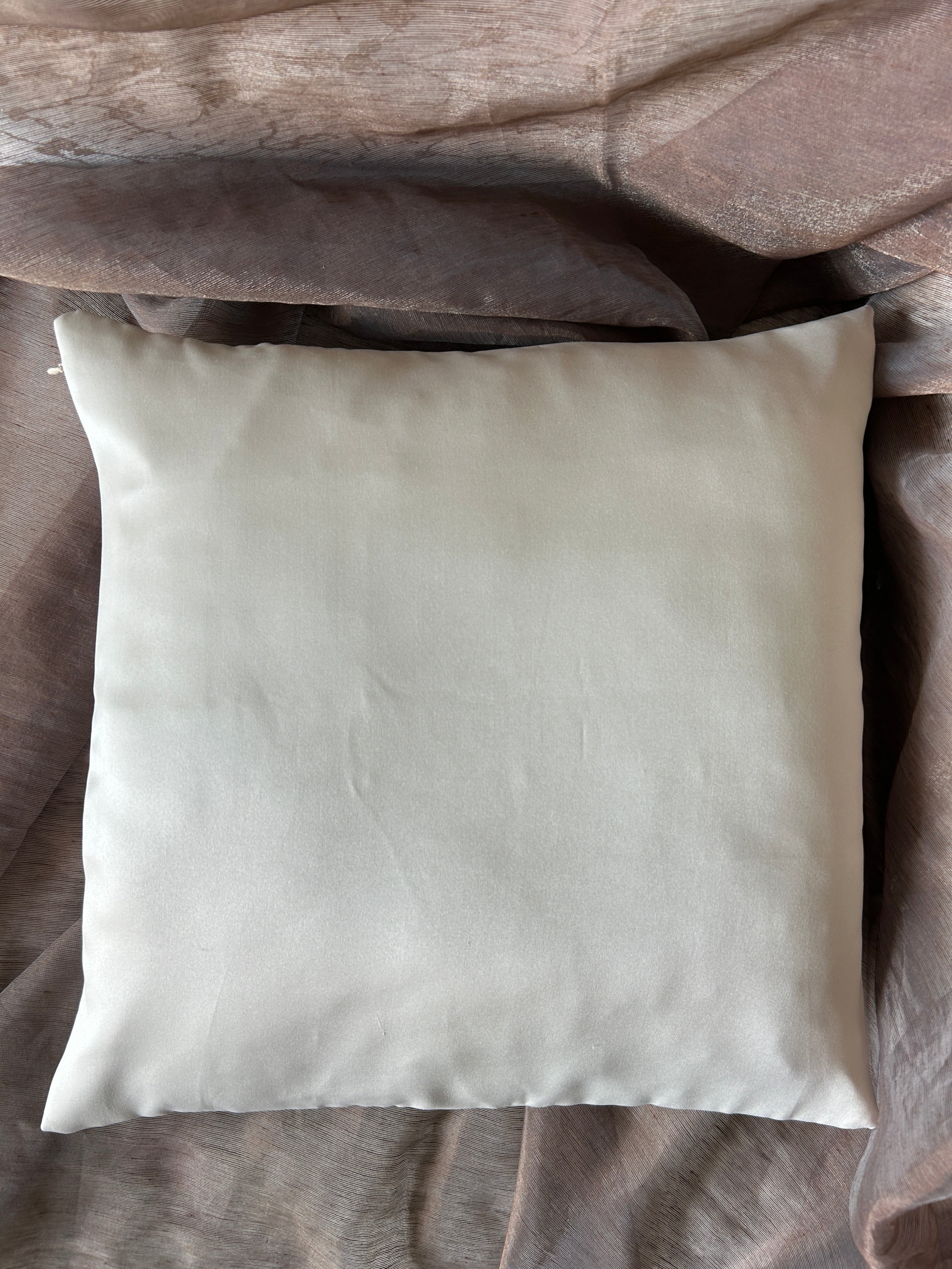 Creemoda Satin Cushion Cover with Embroidered Lace – 16x16 Inch Elegant Decorative Pillow
