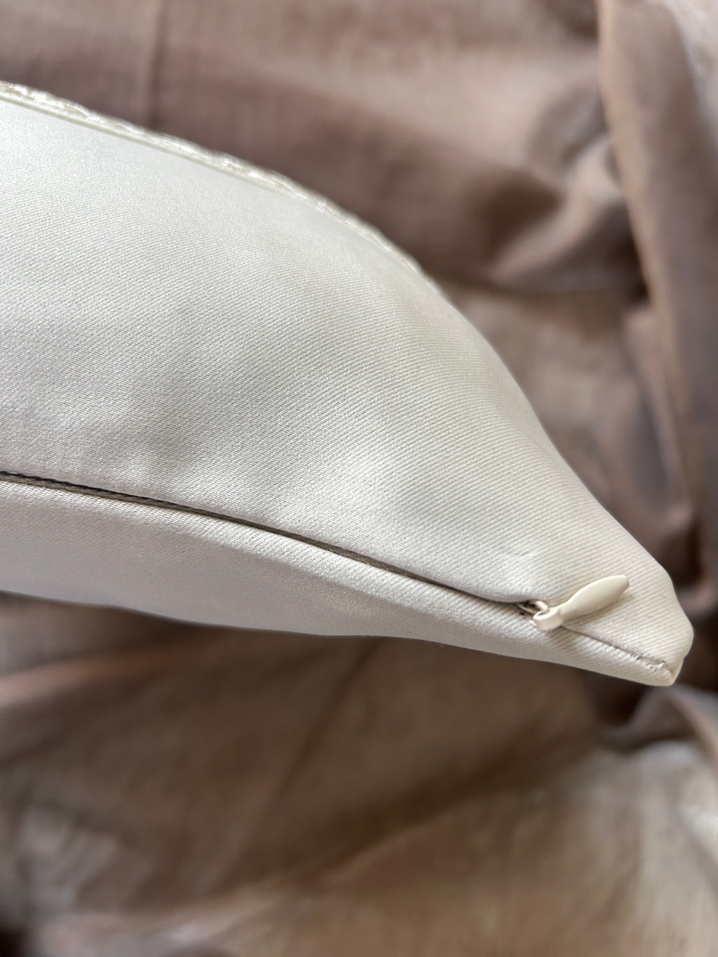 Creemoda Satin Cushion Cover with Embroidered Lace – 16x16 Inch Elegant Decorative Pillow