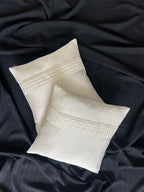 Creemoda Satin Cushion Cover with Embroidered Lace – 16x16 Inch Elegant Decorative Pillow