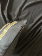 Creemoda Black Satin Cushion Cover with Golden Flare Ribbon  16 X 16 Inch