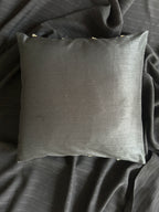 Creemoda Black Satin Cushion Cover with Golden Flare Ribbon  16 X 16 Inch