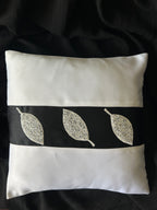 Creemoda Luxury Satin Handcrafted Leaf Design Cushion Cover – 16x16 Inch