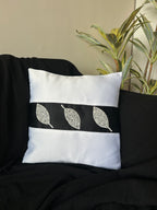 Creemoda Luxury Satin Handcrafted Leaf Design Cushion Cover – 16x16 Inch