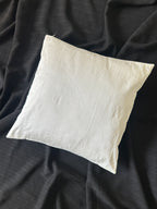 Creemoda White Satin Cushion Cover with Silver Stripe Stone Detail – 16x16 Inch Luxury Decorative Pillow