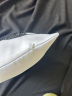 Creemoda White Satin Cushion Cover with Handmade 8 Cut Dana Sparkling Beaded Leaf 16 X 16 Inch