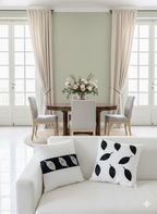 Creemoda White Satin Set of 2 Cushion Cover 16 x 16 Inch  With Handmade Sparkling Bead Leaf