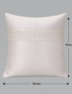 Creemoda Satin Cushion Cover with Embroidered Lace – 16x16 Inch Elegant Decorative Pillow