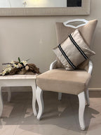 Creemoda Luxury Satin Lace & Pearl Cushion Cover – Beige Designer Pillow – 16x16 Inch