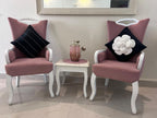 Creemoda Set of 2 Black Satin Cushion Cover 16 X 16 Inch with White 3D Flower and Stone Studded
