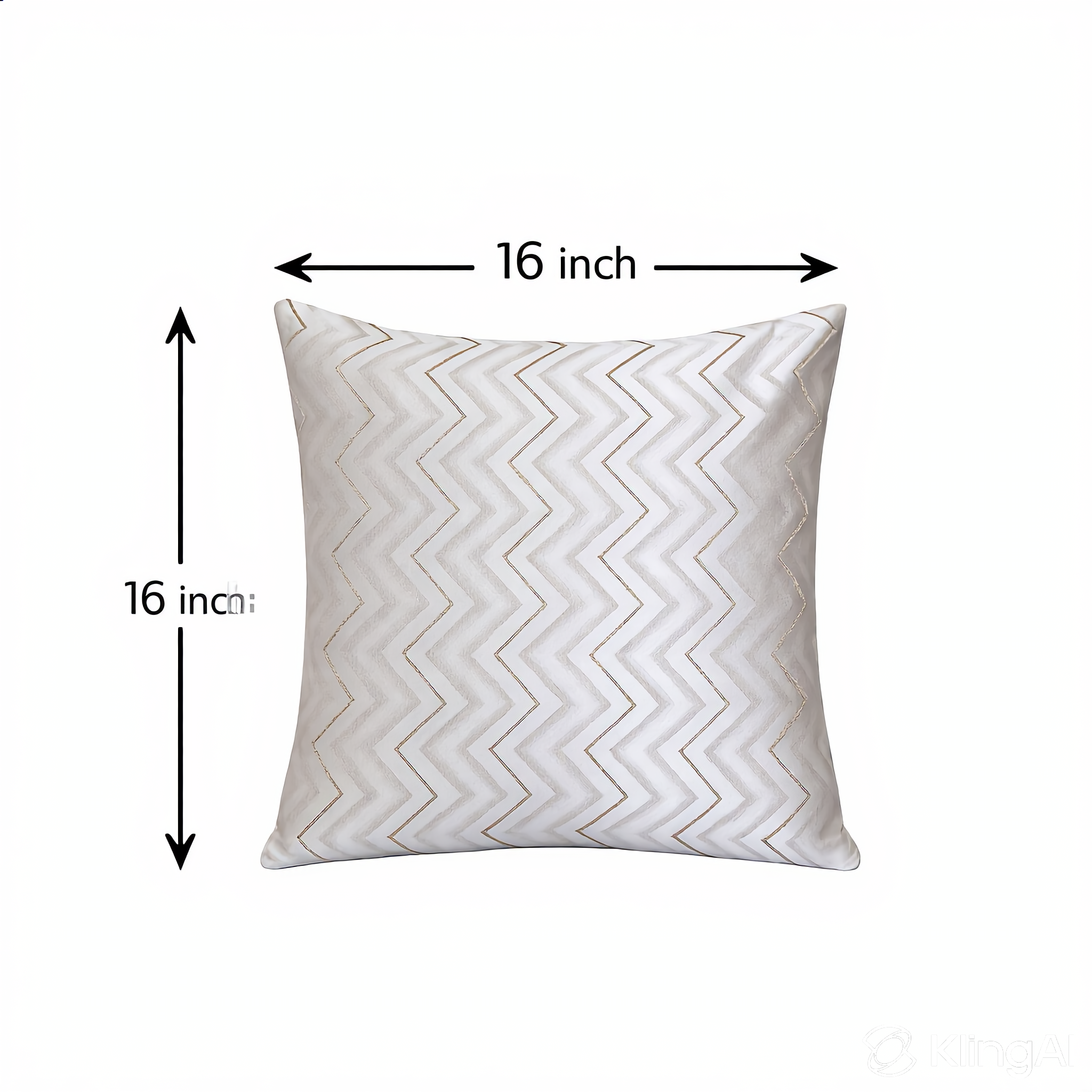Creemoda Abstract Pattern Cushion Cover with Gold Zigzag Design – 16x16 Inch Luxury Decorative Pillow