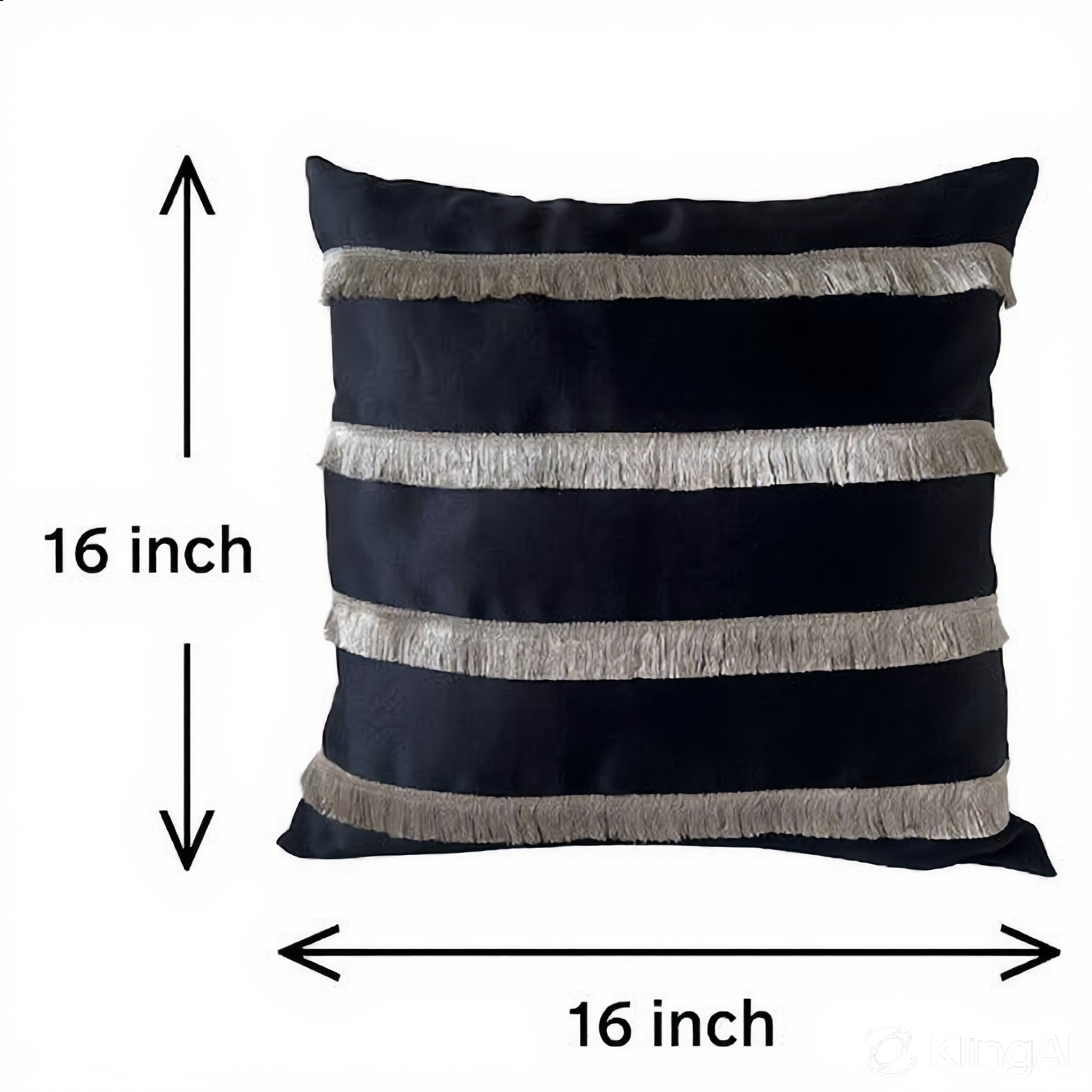 Creemoda Black Satin Cushion Cover with Golden Flare Ribbon  16 X 16 Inch