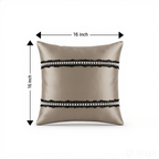 Creemoda Luxury Satin Lace & Pearl Cushion Cover – Beige Designer Pillow – 16x16 Inch