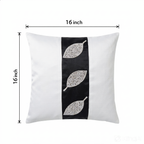 Creemoda Luxury Satin Handcrafted Leaf Design Cushion Cover – 16x16 Inch