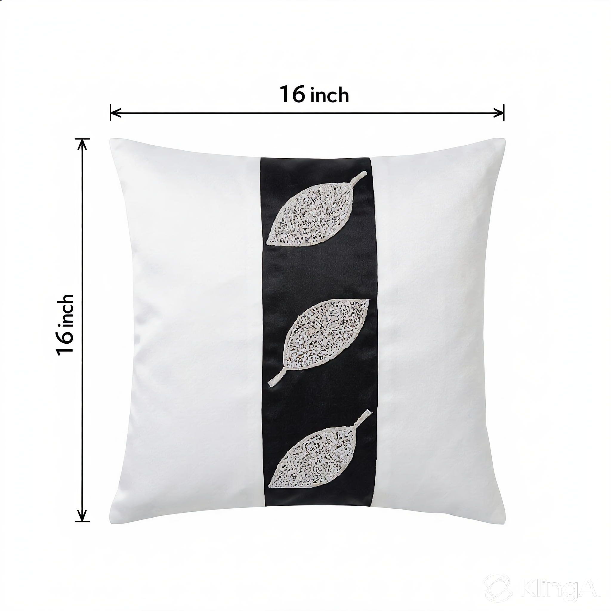 Creemoda Luxury Satin Handcrafted Leaf Design Cushion Cover – 16x16 Inch