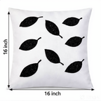 Creemoda White Satin Cushion Cover with Handmade 8 Cut Dana Sparkling Beaded Leaf 16 X 16 Inch