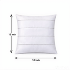 Creemoda White Satin Cushion Cover with Silver Stripe Stone Detail – 16x16 Inch Luxury Decorative Pillow