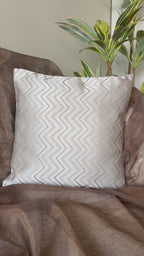 Creemoda Abstract Pattern Cushion Cover with Gold Zigzag Design – 16x16 Inch Luxury Decorative Pillow